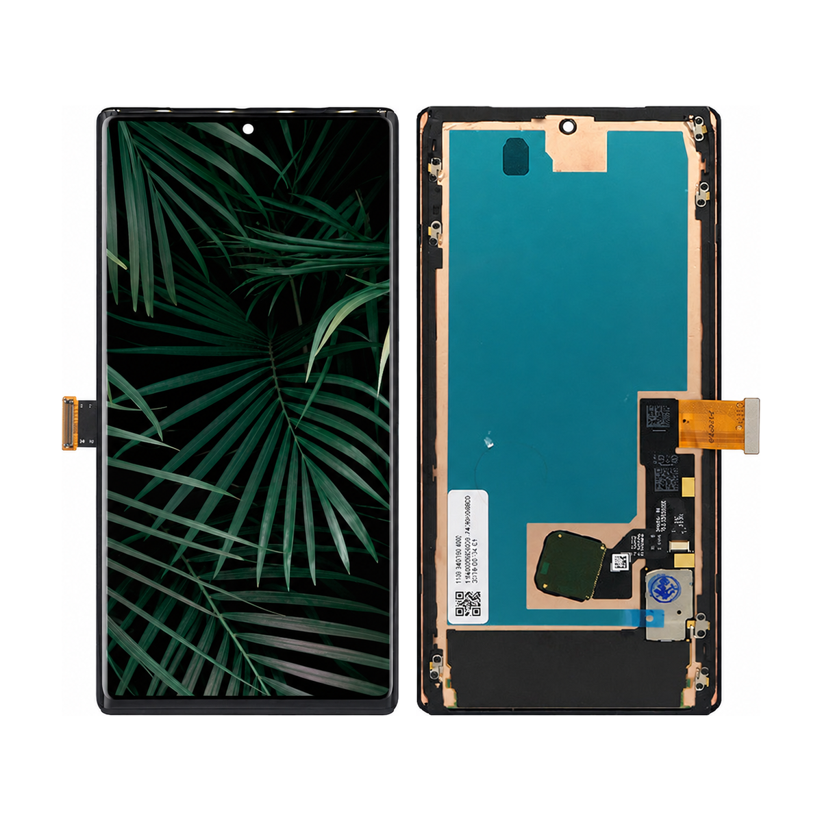 Phone screen assembly 1498349 — front and back, official pattern visual adaptation, unified layout test