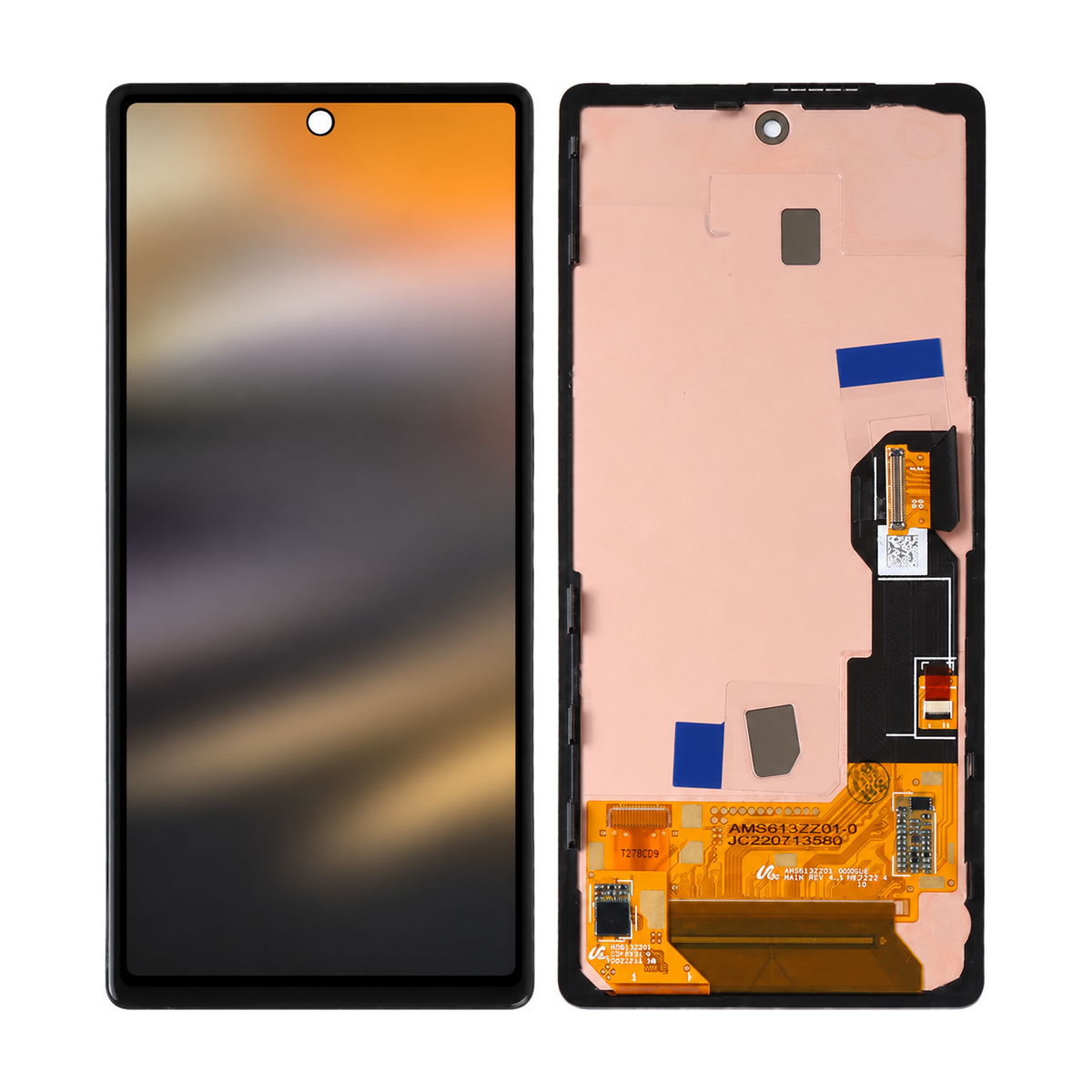 Phone screen assembly 1556891 — front and back, official pattern visual adaptation, unified layout test