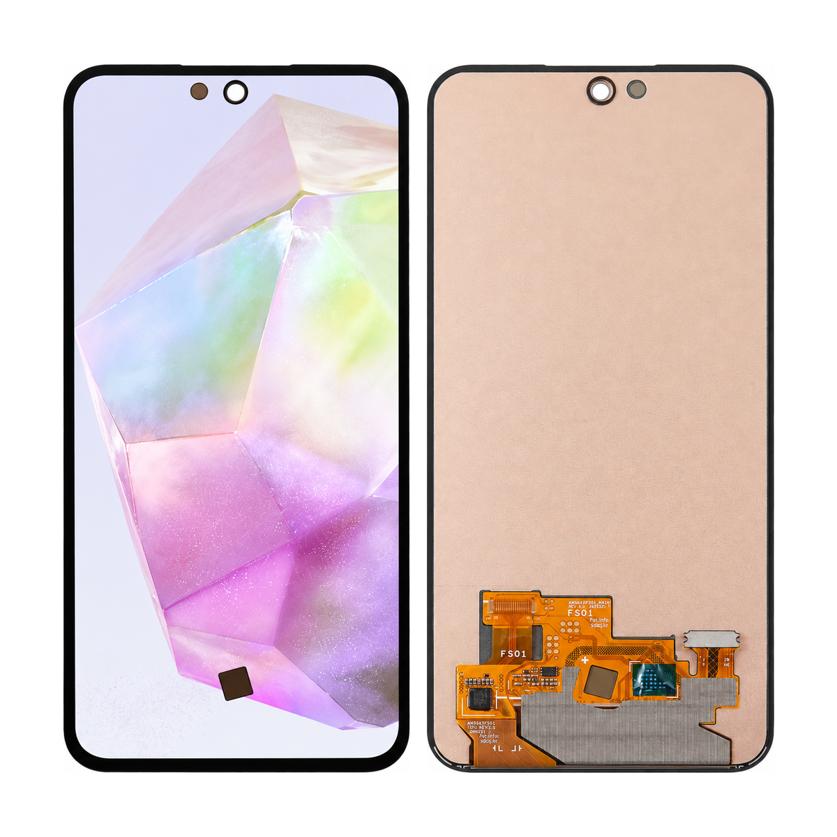 Phone screen assembly 1557292 — front and back, official pattern visual adaptation, unified layout test