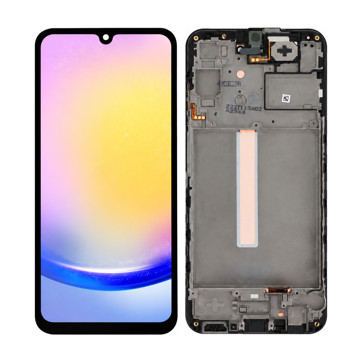 Phone screen assembly 1557507 — front and back, official pattern visual adaptation, unified layout test