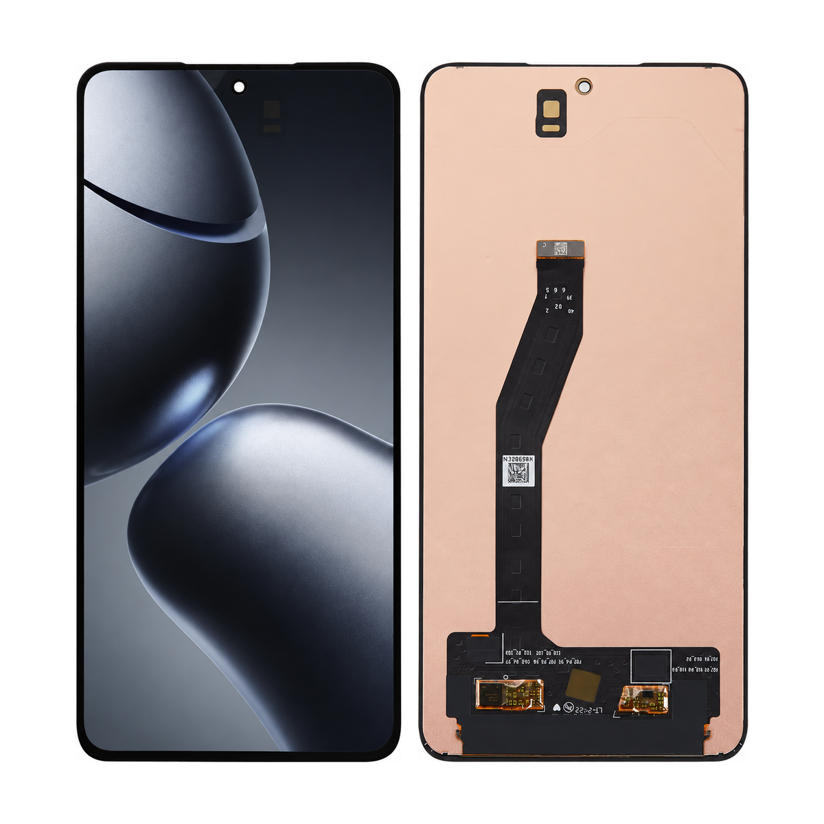 Phone screen assembly 1560779 — front and back, official pattern visual adaptation, unified layout test