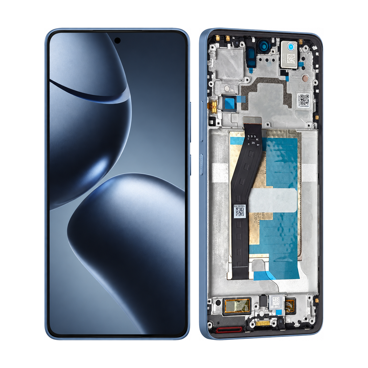 Phone screen assembly 1562345 — front and back, official pattern visual adaptation, unified layout test