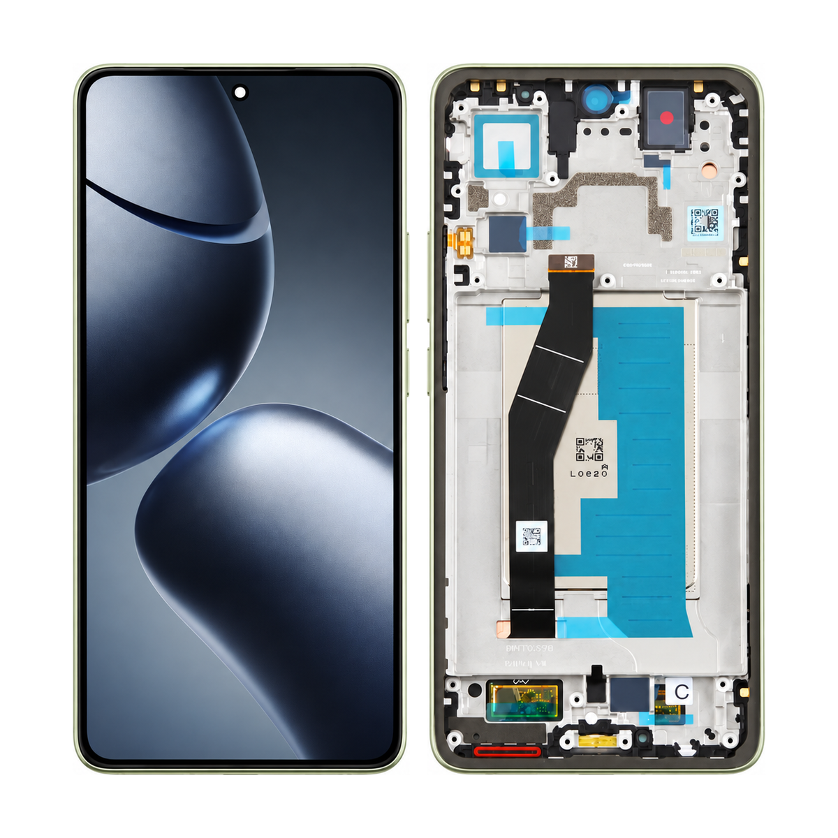 Phone screen assembly 1562742 — front and back, official pattern visual adaptation, unified layout test
