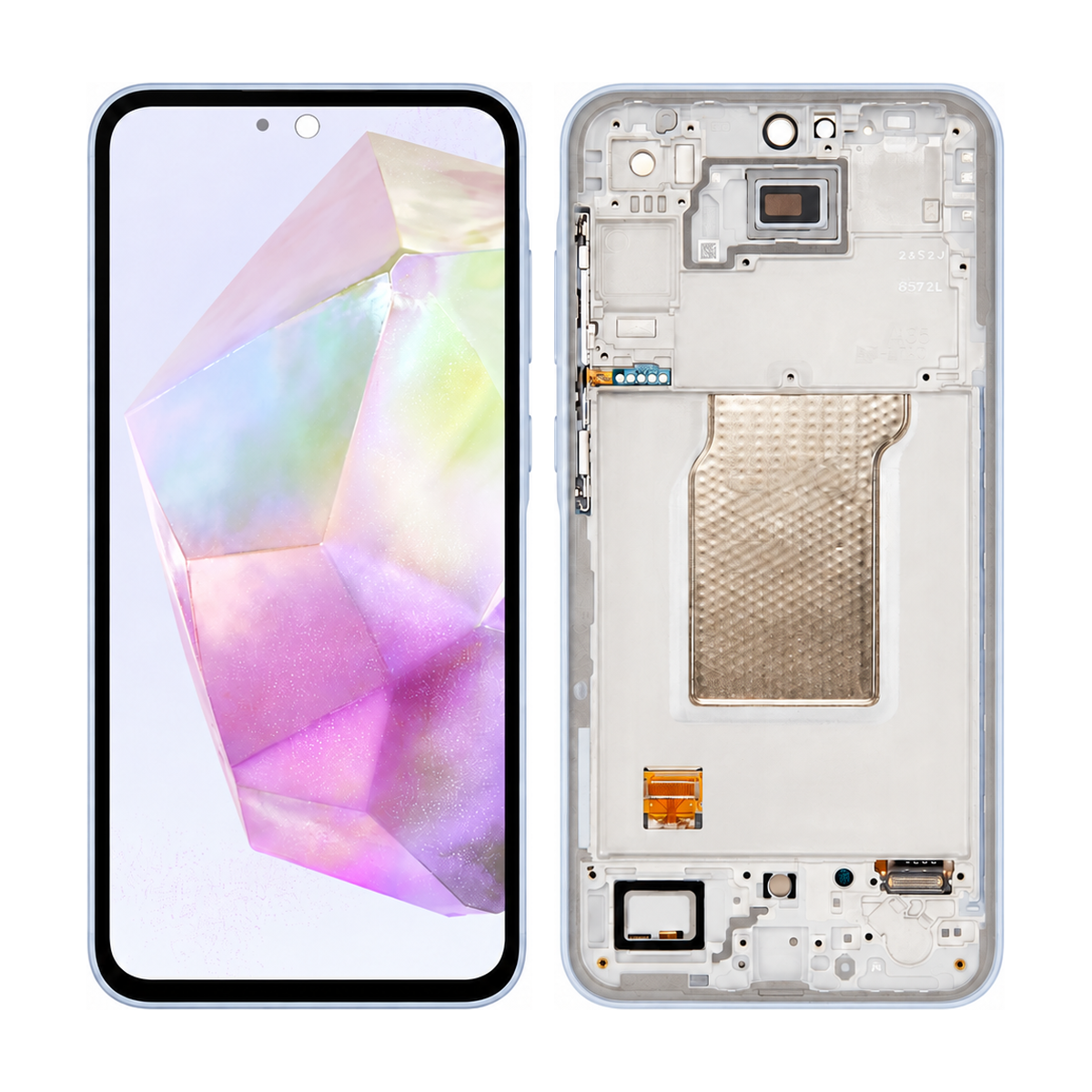 Phone screen assembly 1565287 — front and back, official pattern visual adaptation, unified layout test