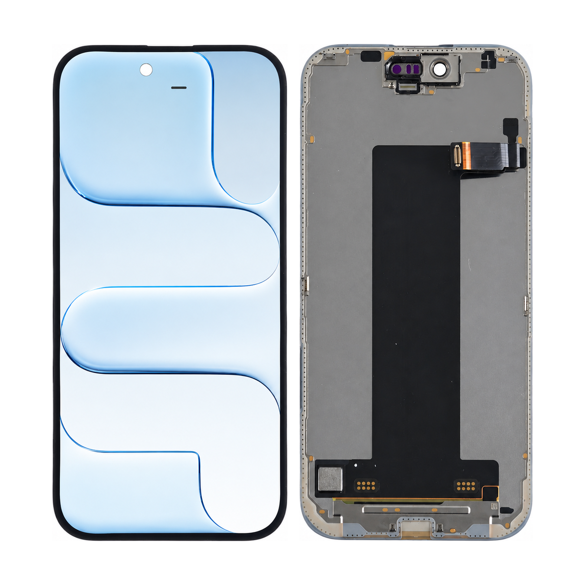 Phone screen assembly 1569097 — front and back, official pattern visual adaptation, unified layout test