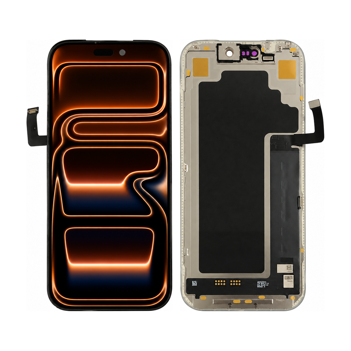 Phone screen assembly 1570231 — front and back, official pattern visual adaptation, unified layout test