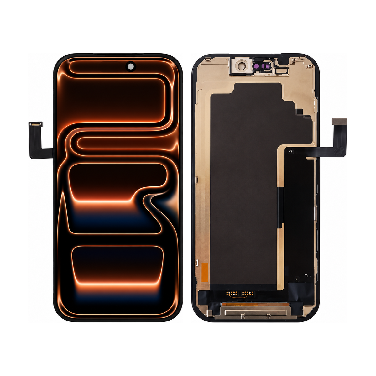 Phone screen assembly 1570534 — front and back, official pattern visual adaptation, unified layout test