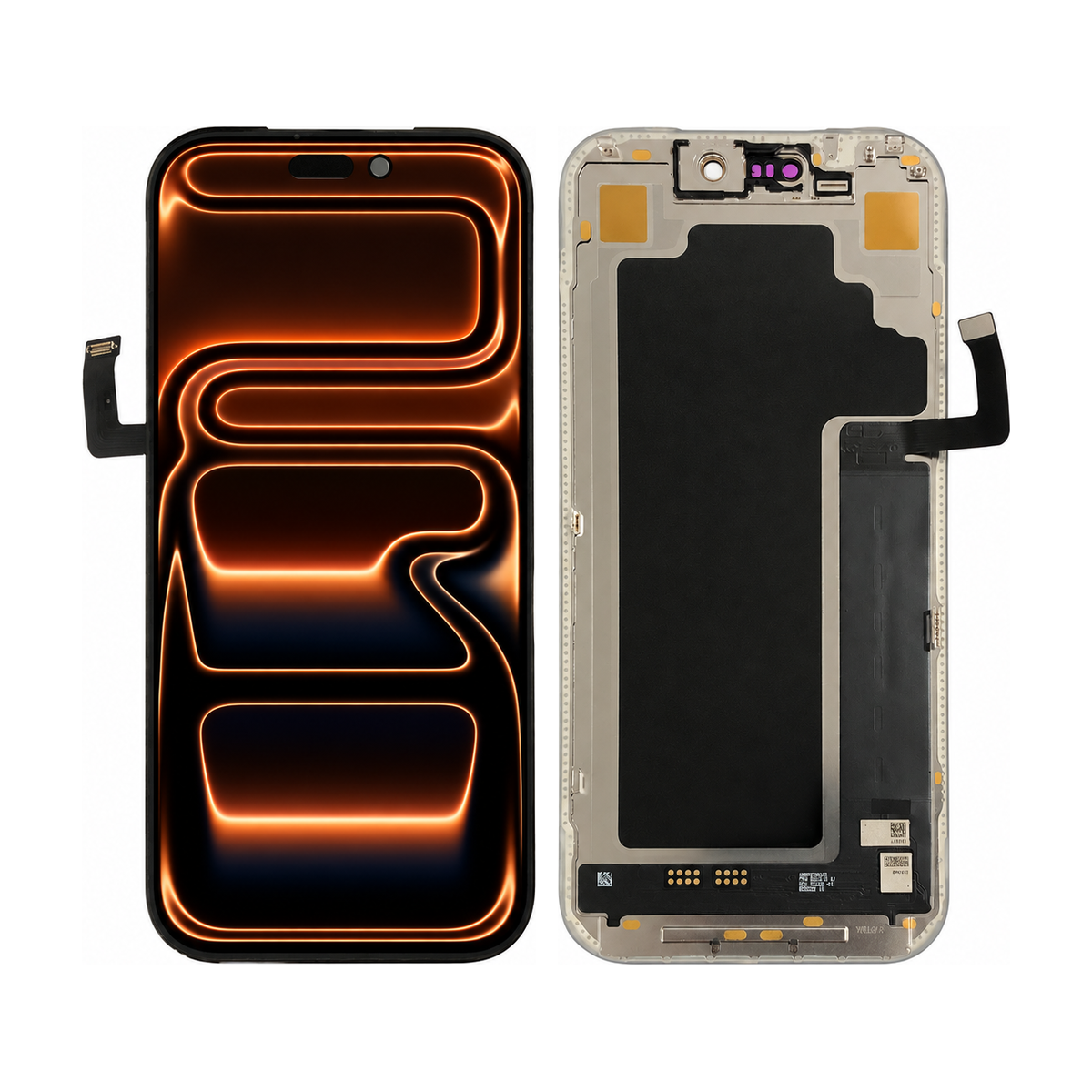 Phone screen assembly 1570538 — front and back, official pattern visual adaptation, unified layout test