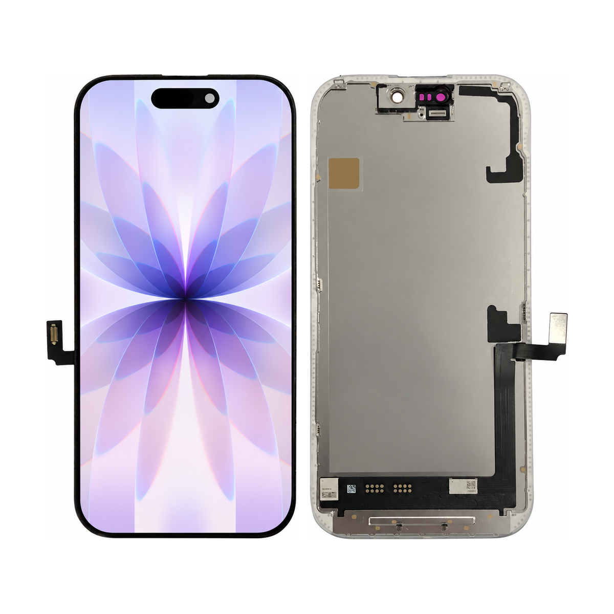 Phone screen assembly 1570859 — front and back, official pattern visual adaptation, unified layout test