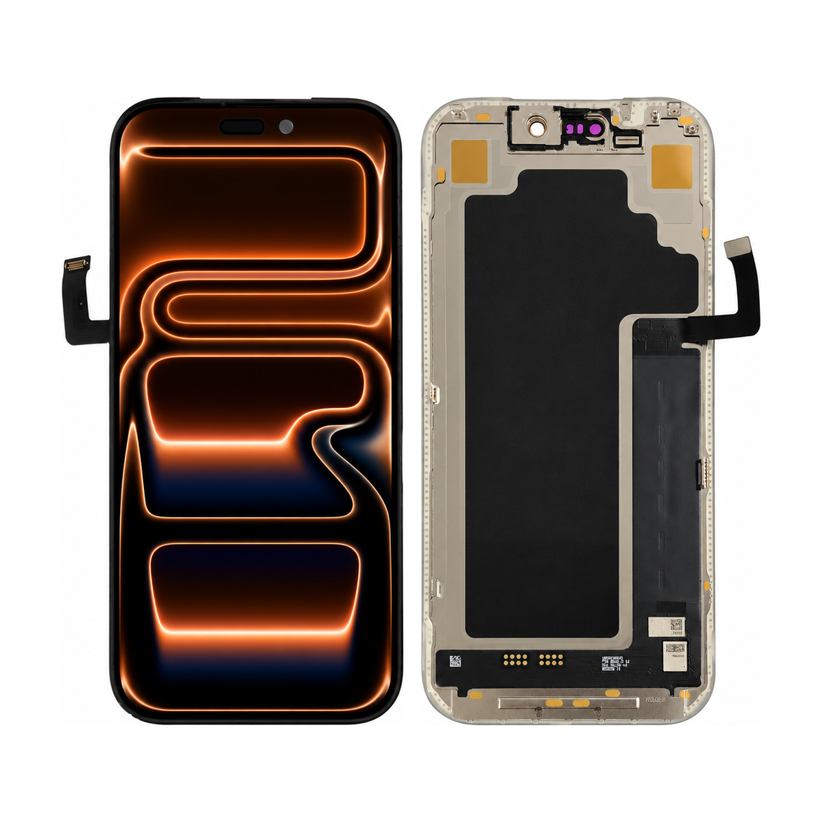 Phone screen assembly 1571674 — front and back, official pattern visual adaptation, unified layout test
